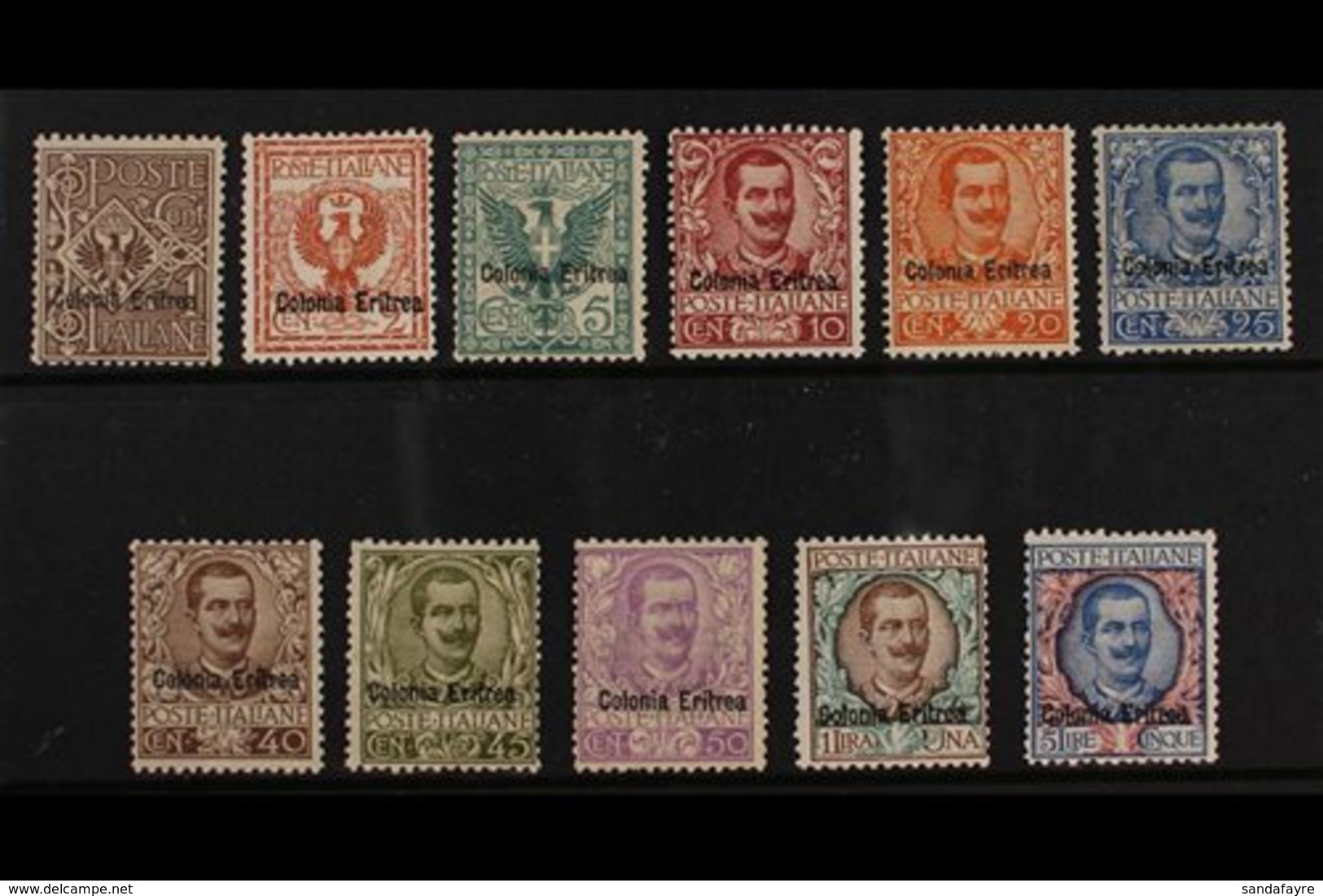 ERITREA  1903 "Colonia Eritrea" Overprints Complete Set (SG 19/29, Sassone 19/29), Fine Mint, The Key 25c, 40c & 50c Val - Other & Unclassified