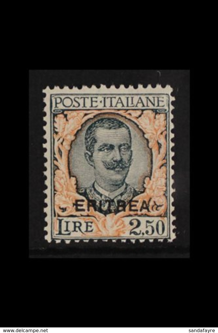 ERITREA  1926 2.50L Myrtle & Orange King Overprint (SG 115, Sassone 115), Never Hinged Mint, Fresh & Scarce. For More Im - Sonstige & Ohne Zuordnung