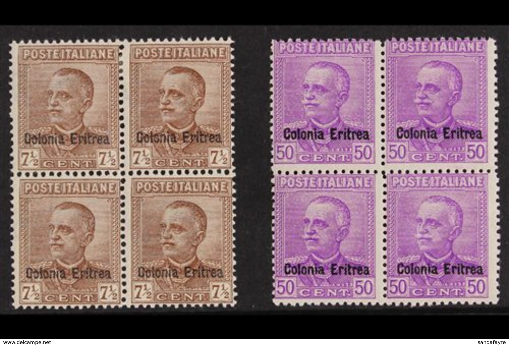 ERITREA  1928-29 7½c Brown And 50c Bright Mauve King With "Colonia Eritrea" Overprints (Sassone 142/43, SG 123 & 125), F - Sonstige & Ohne Zuordnung