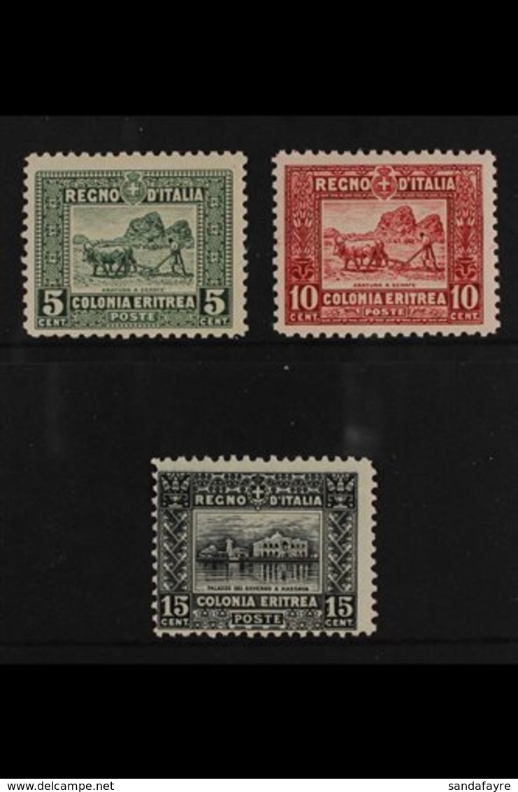 ERITREA  1928-29 Pictorials Perf 11 Complete Set (SG 38/40, Sassone 129/31), Fine Mint, The Key 5c Value Expertized A.Di - Andere & Zonder Classificatie