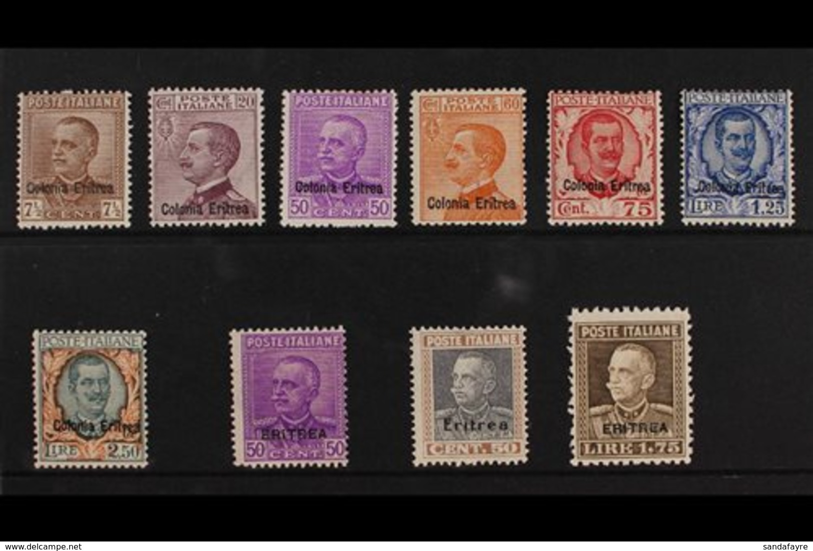 ERITREA  1928-29 King Overprints Complete Set (SG 123/32, Sassone 123/28, 136/37 & 142/43), Fine Mint, 60c Value Experti - Andere & Zonder Classificatie