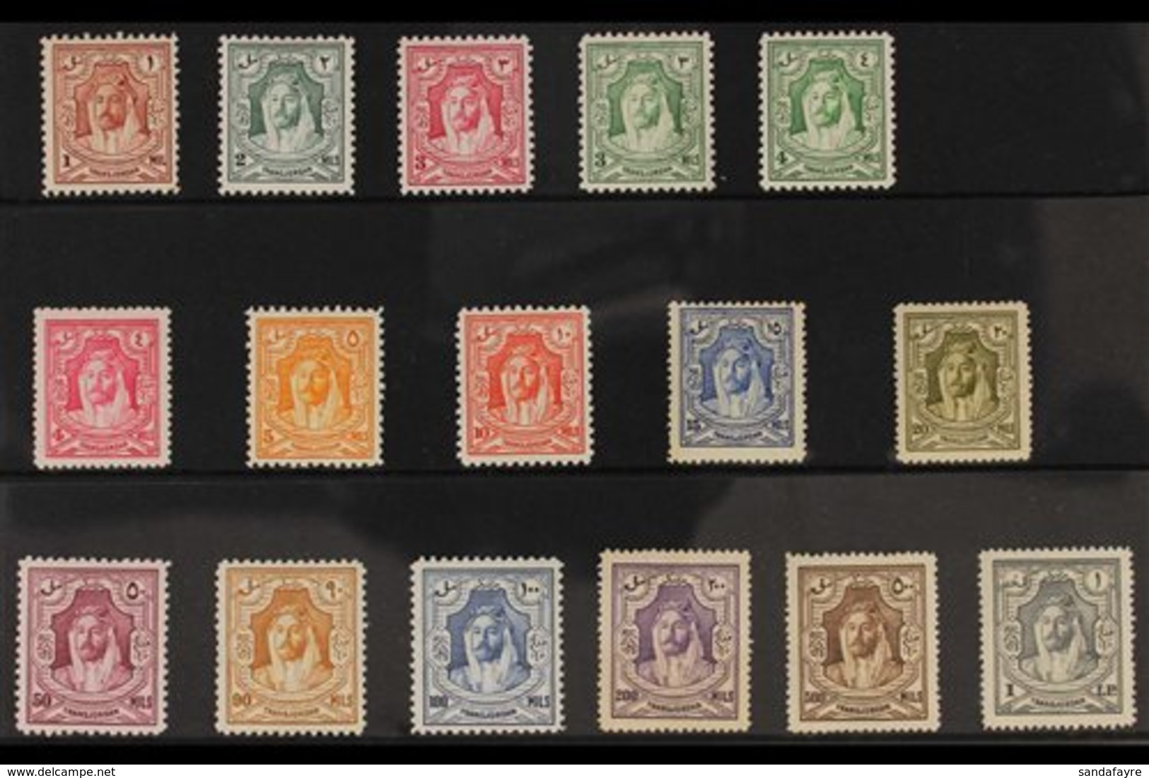 1930  Emir Abdullah, Re-engraved Set, SG 194b/207, Very Fine Mint.  (16 Stamps) For More Images, Please Visit Http://www - Jordan