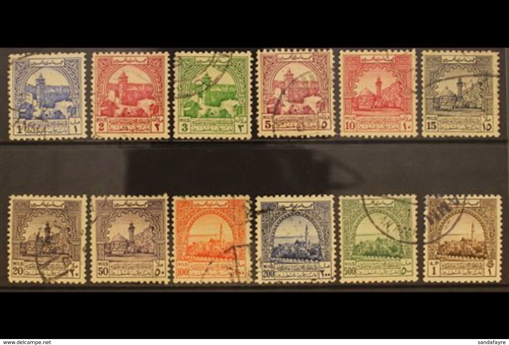 OBLIGATORY TAX  1947 No Wmk "Mosque" Set, SG T264/275, Fine Used (12 Stamps) For More Images, Please Visit Http://www.sa - Jordan