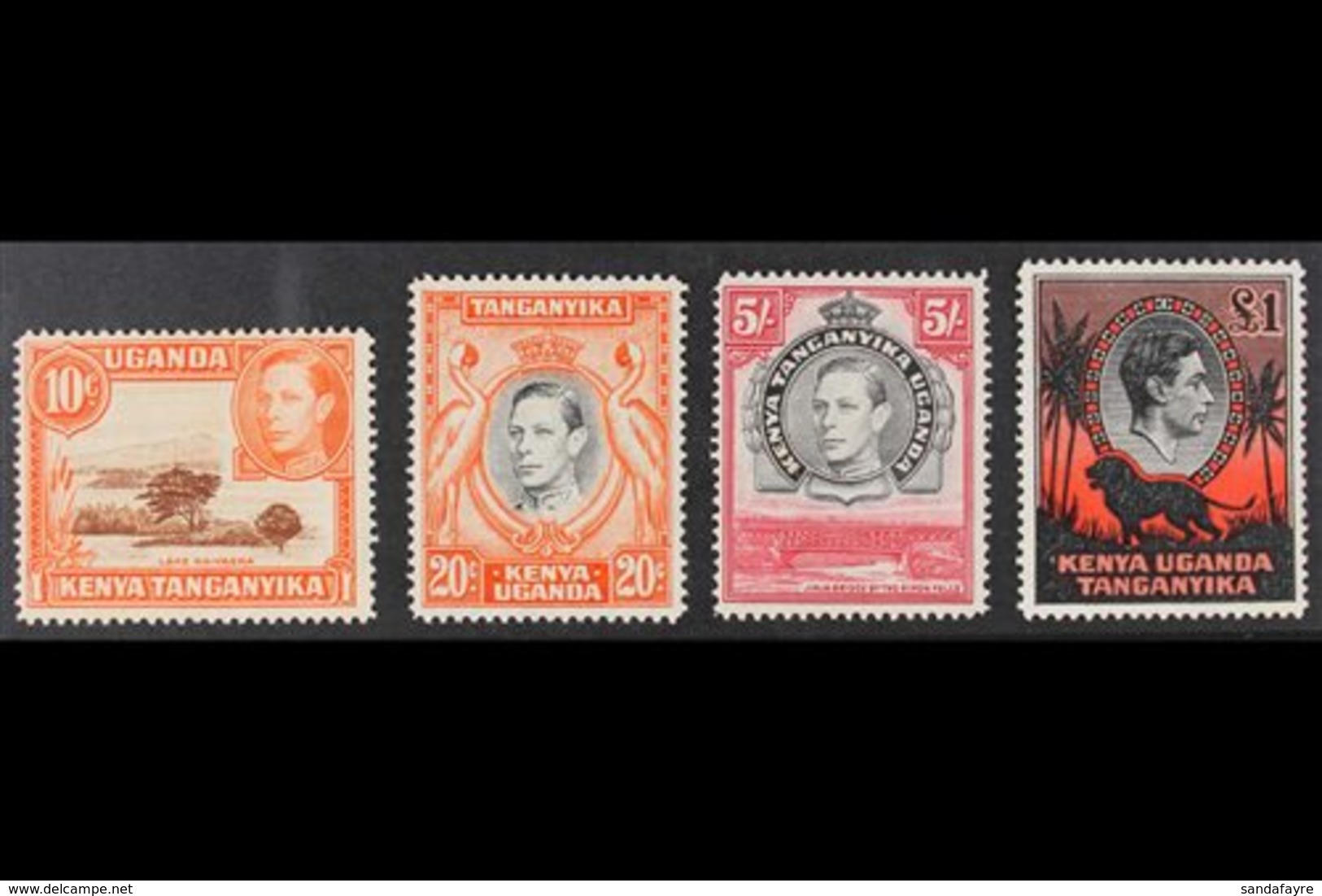 1941 DEFINITIVES PERF 14  10c Red-brown And Orange (SG 134b), 20c (SG 139a), 5s (SG 148a), And £1 (SG 150a), Fine Fresh  - Vide