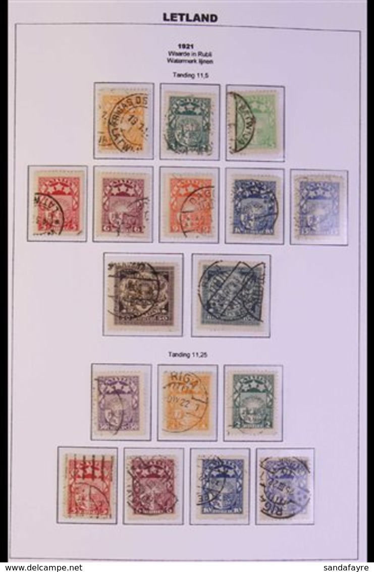 1921-38 SEMI-SPECIALIZED USED COLLECTION  With Many Complete Sets, Different Watermarks & Imperfs, Neatly Presented In A - Letland