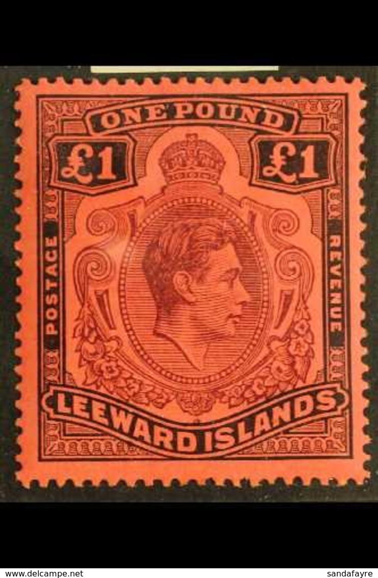 1938  £1 Brown Purple & Black/red, SG 114, Very Fine Mint With Photo Certificate. For More Images, Please Visit Http://w - Leeward  Islands