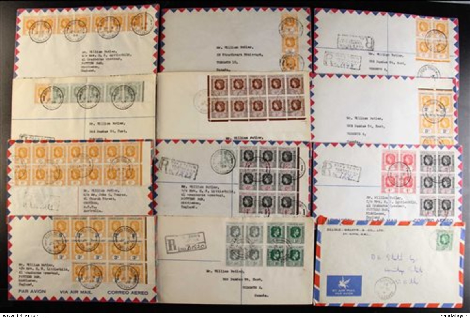 POSTAL HISTORY ACCUMULATION  We See A Group Of 20+ Commercial Covers Sent At 1d Or 2c Rate To St. Kitts, Several Nice QE - Leeward  Islands