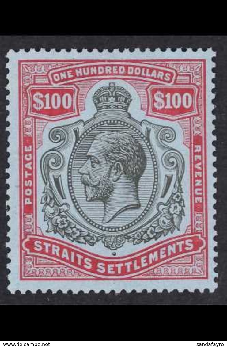 1921-33  $100 Black And Carmine / Blue, Wmk Mult Script CA, SG 240c, Superb Very Lightly Hinged Mint Example. Excquistet - Straits Settlements