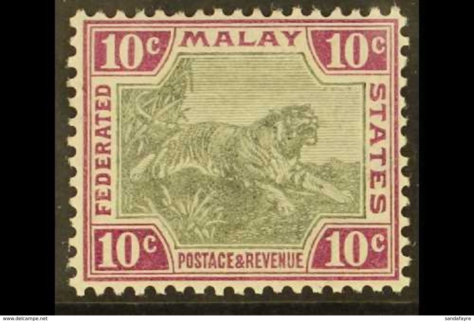 FEDERATED MALAY STATES  1900-01 10c Grey And Claret, Watermark Crown CA, SG 20a, Very Fine Mint. For More Images, Please - Sonstige & Ohne Zuordnung