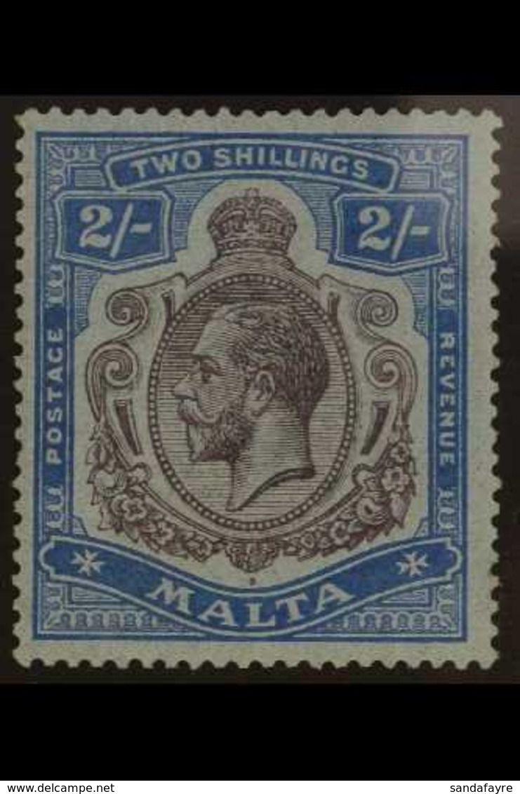 1921-22  KGV (wmk Mult Script CA) 2s Purple And Blue/blue, Variety "Break In Lines Below Left Scroll", SG 103e, Very Fin - Malta (...-1964)