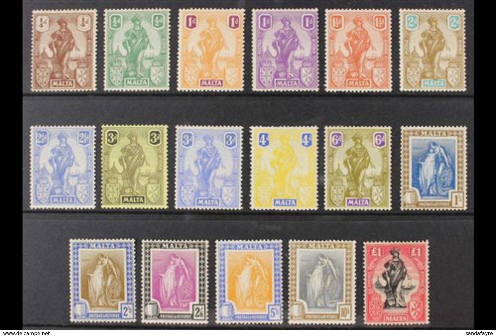 1922-26  Complete Set, SG 123/40, Mint, Fresh Colours. (17 Stamps) For More Images, Please Visit Http://www.sandafayre.c - Malte (...-1964)
