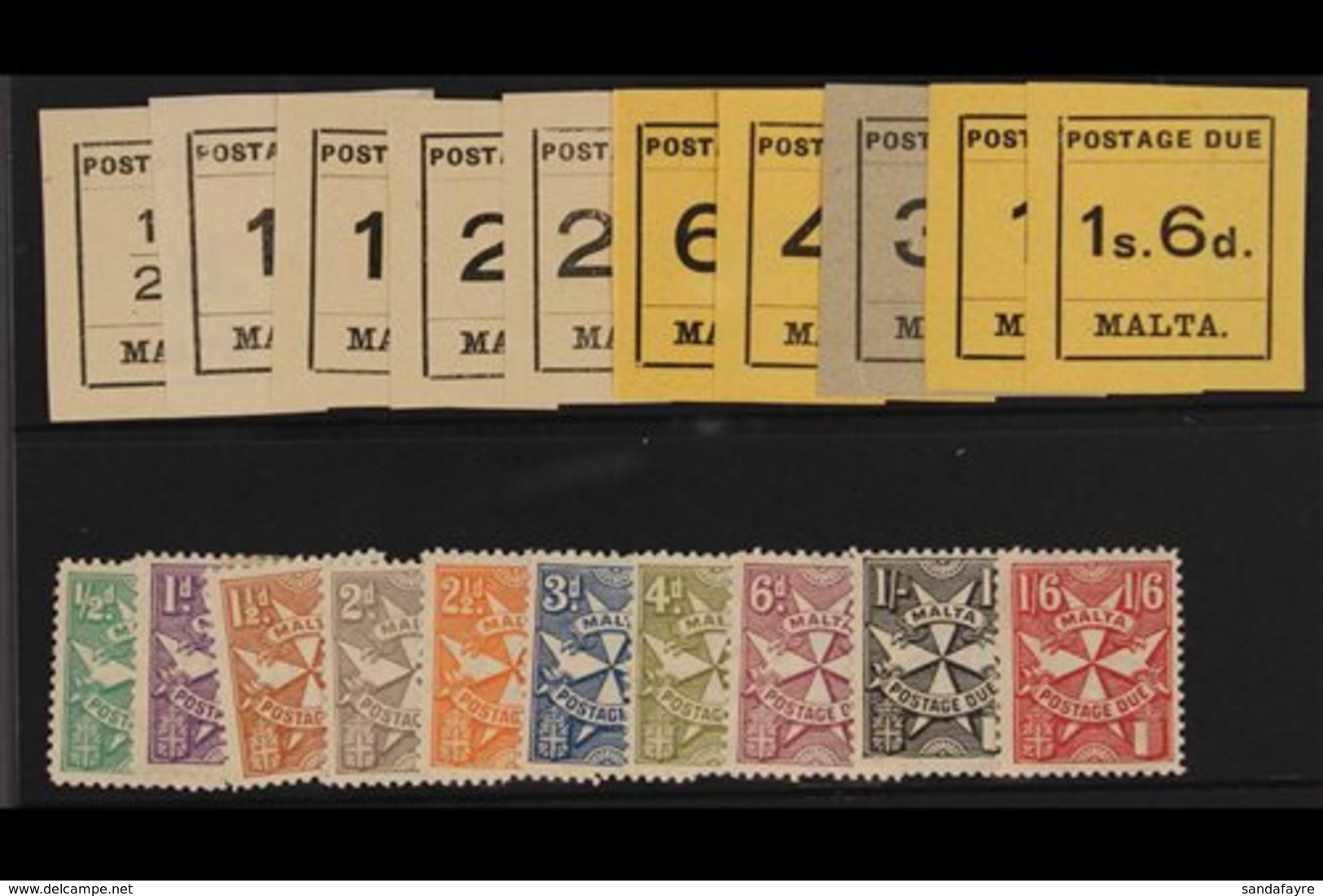 1925  The Two Postage Due Sets, SG D1/20, Fine Mint. (20) For More Images, Please Visit Http://www.sandafayre.com/itemde - Malta (...-1964)