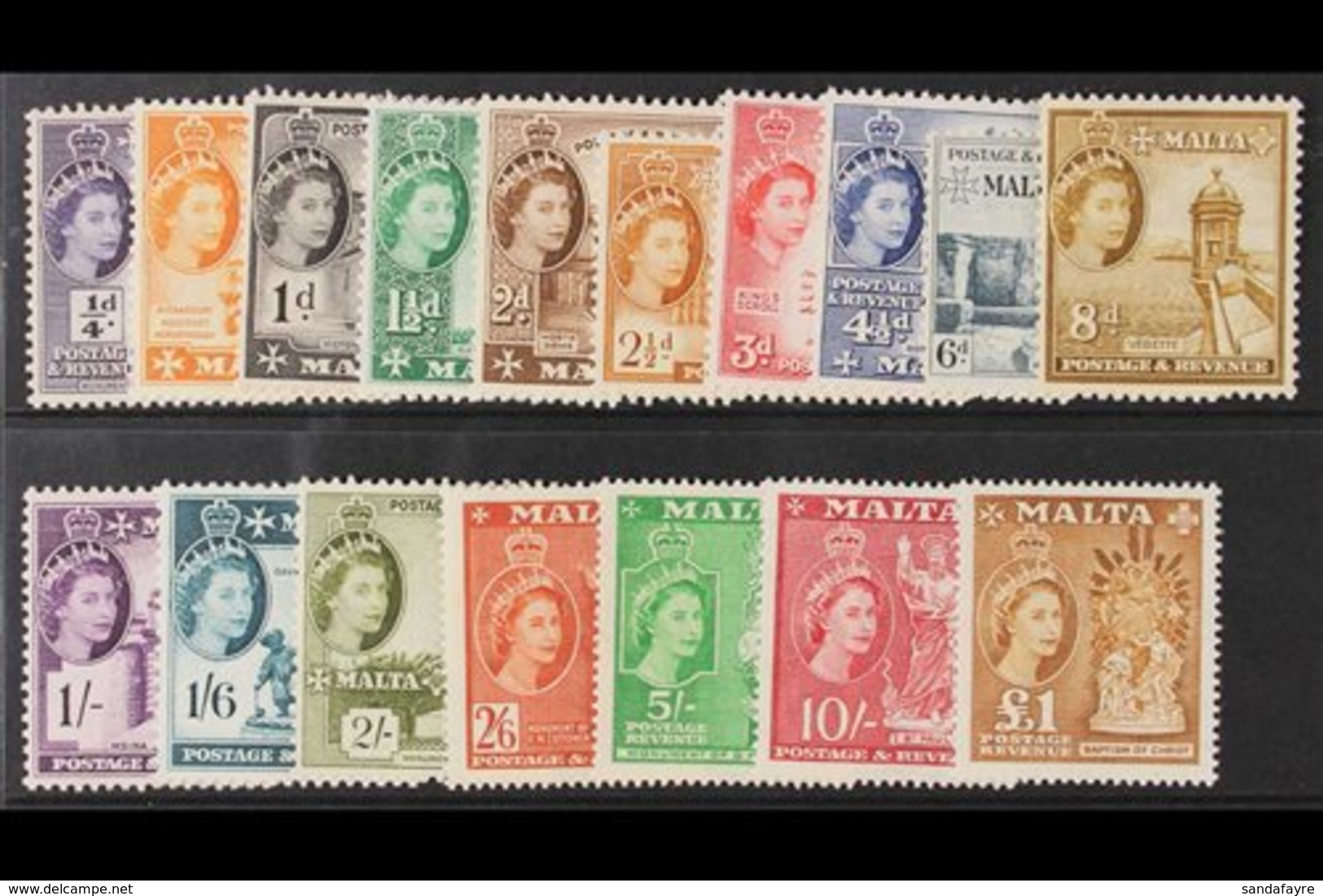 1956-58  Definitive Set, SG 266/282, Fine Never Hinged Mint. (17) For More Images, Please Visit Http://www.sandafayre.co - Malte (...-1964)