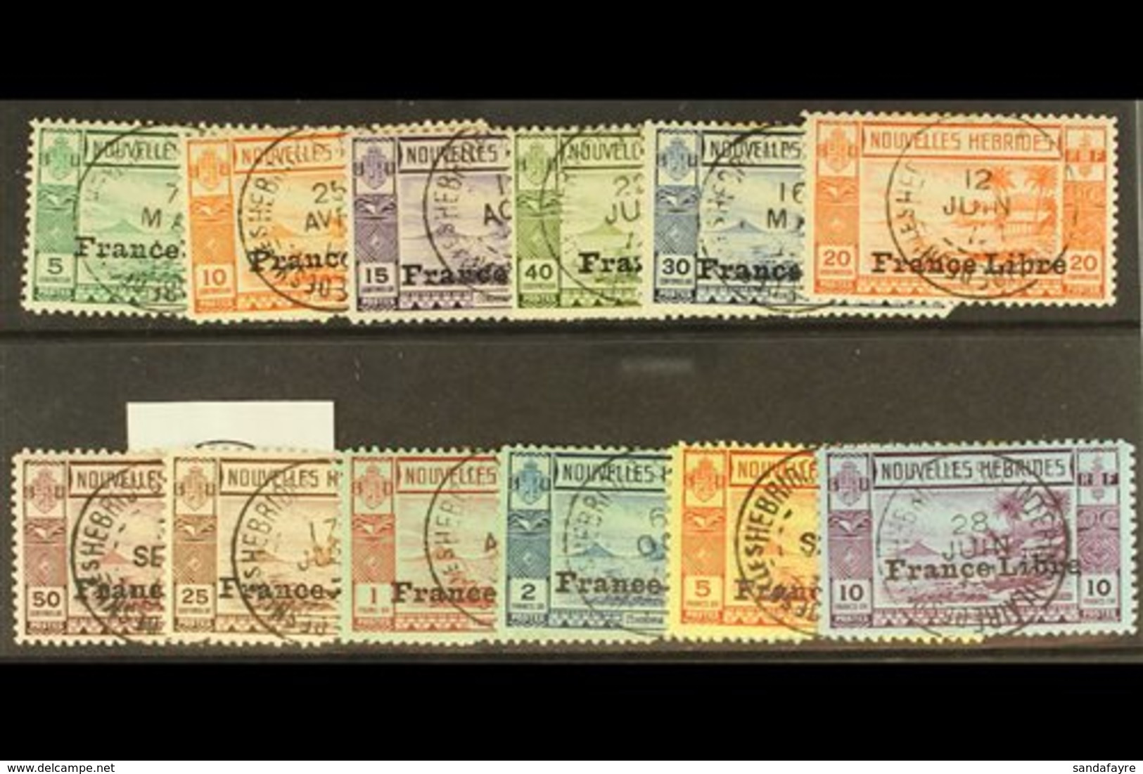 FRENCH 1941  France Libre complete Set, SG F65/76, Each On A Neat Piece Tied By Crisp Upright SCE INTERINSULAIRE DES NUE - Other & Unclassified