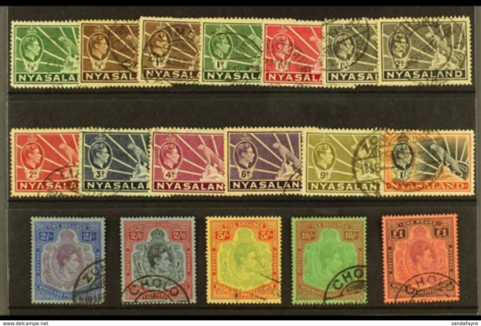 1938-44  Definitives Complete Set, SG 130/43, Fine Used. (18 Stamps) For More Images, Please Visit Http://www.sandafayre - Nyasaland (1907-1953)