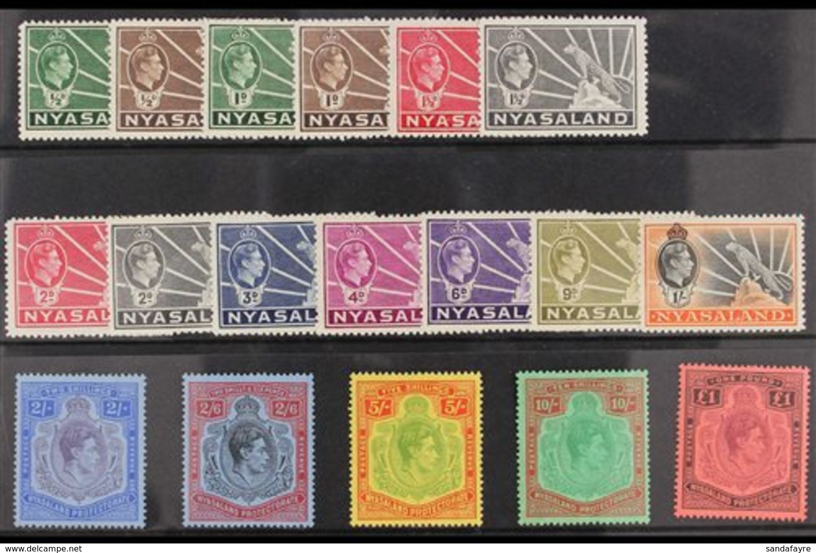1938-44  Symbol & Portrait Complete Set, SG 130/43, Very Fine Mint (18 Stamps) For More Images, Please Visit Http://www. - Nyassaland (1907-1953)