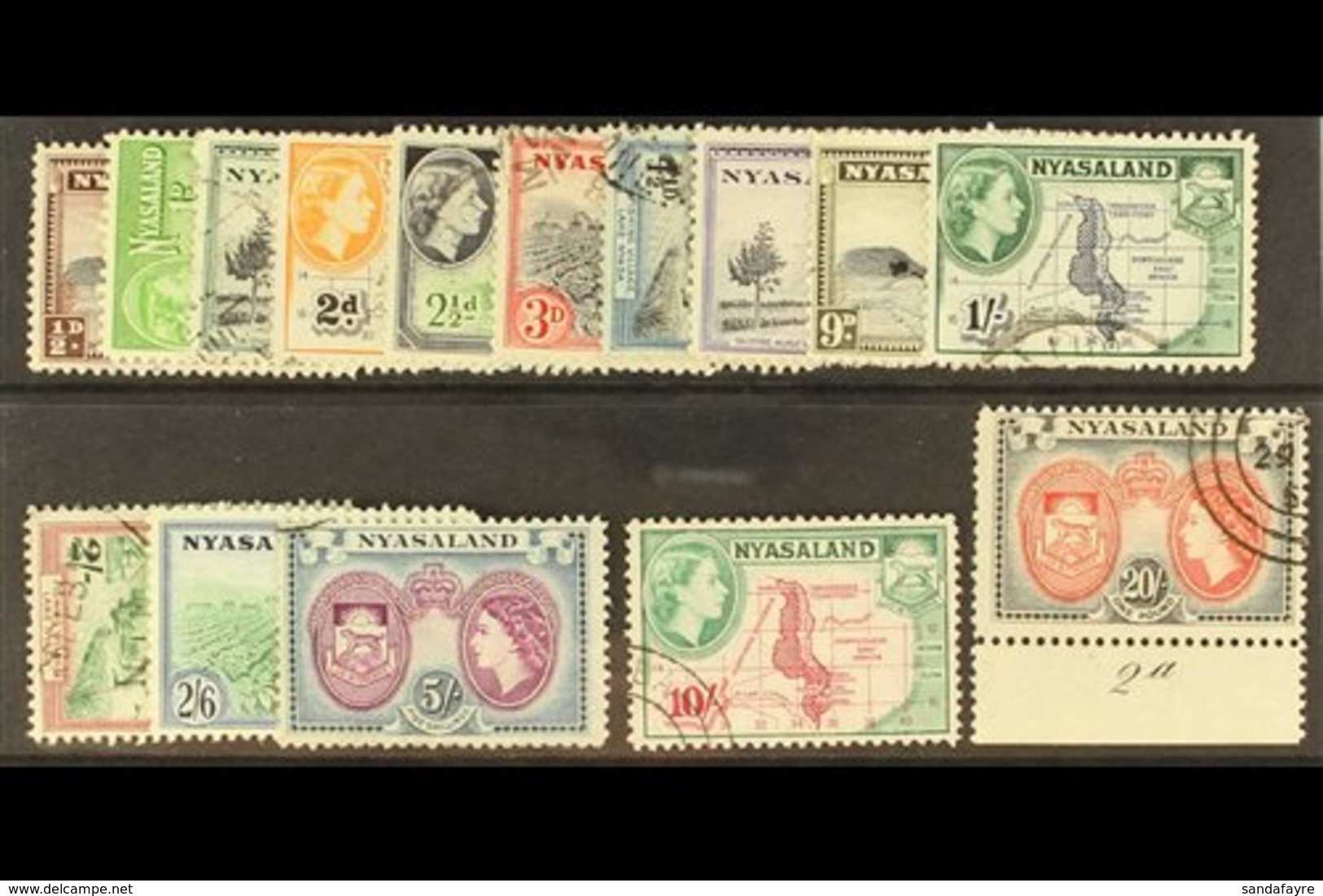 1953-54  Complete Definitive Set, SG 173/187, Very Fine Used. (15 Stamps) For More Images, Please Visit Http://www.sanda - Nyasaland (1907-1953)