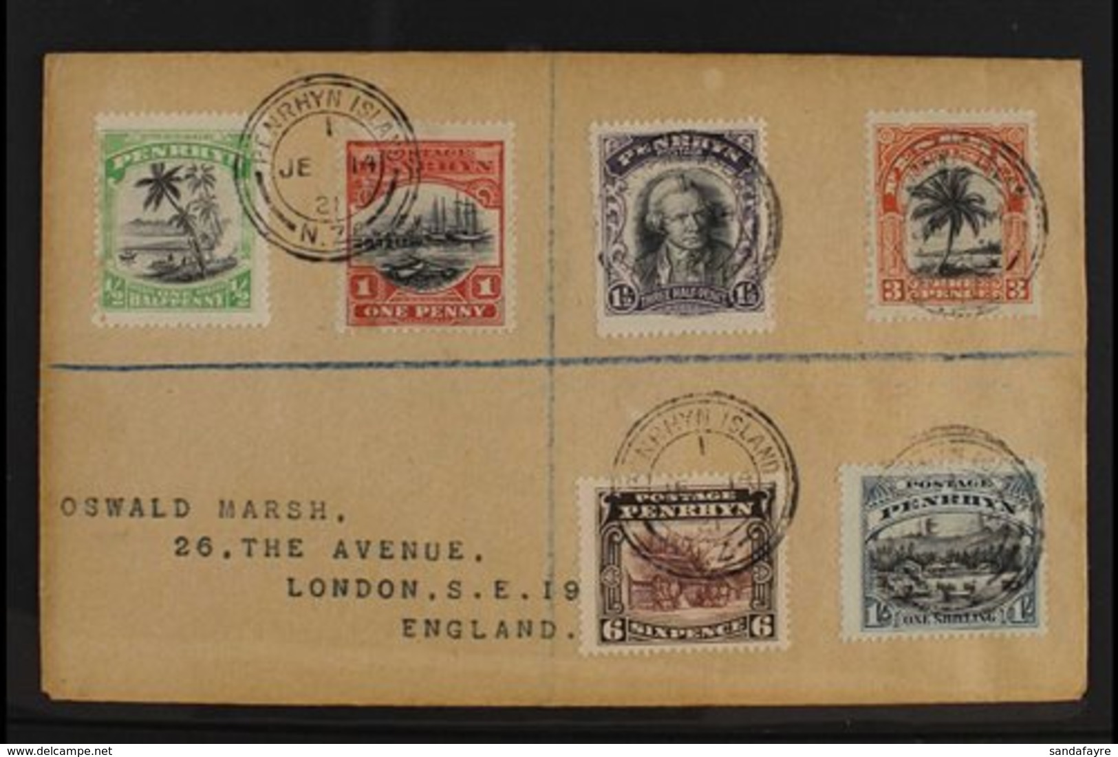 1920  Pictorial Set (SG 32/37) Tied On Registered Cover To London By Neat Penrhyn Island Cds For More Images, Please Vis - Penrhyn