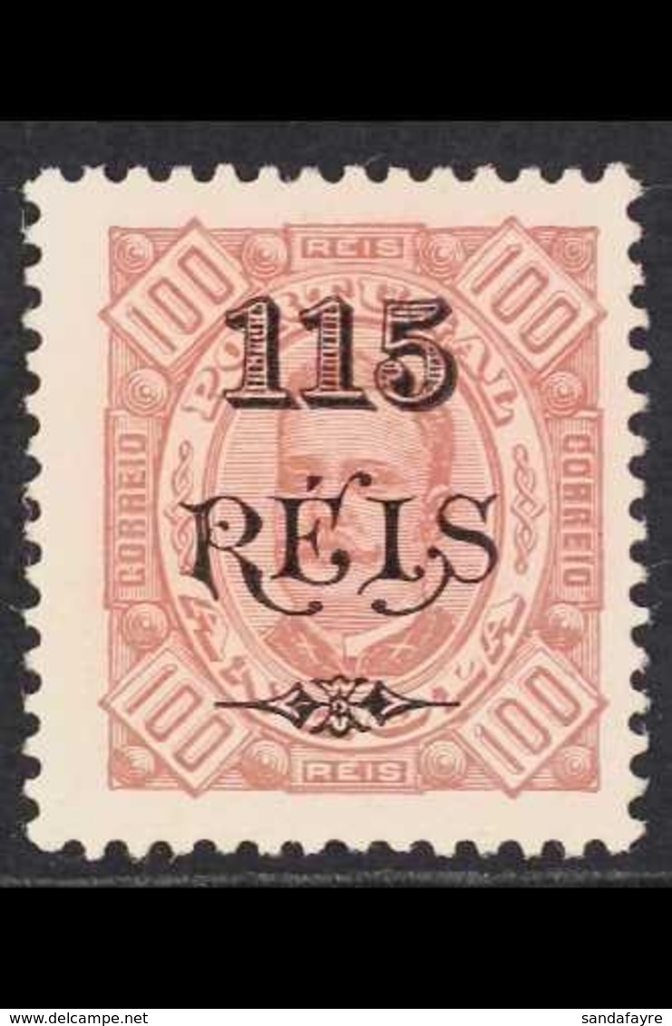 ANGOLA  1902 115r On 100r Brown King Carlos Surcharge Perf 11½ (SG 110, Afinsa 67), Fine Mint, Scarce. For More Images,  - Andere & Zonder Classificatie