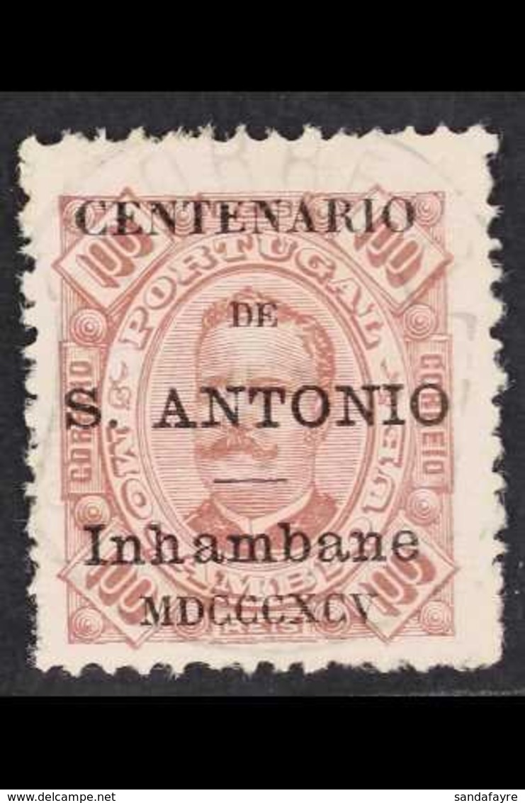 INHAMBANE  1895 100r Brown On Yellow King Carlos Perf 11½ With St Anthony Overprint (SG 14, Afinsa 13), Fine Cds Used. F - Other & Unclassified