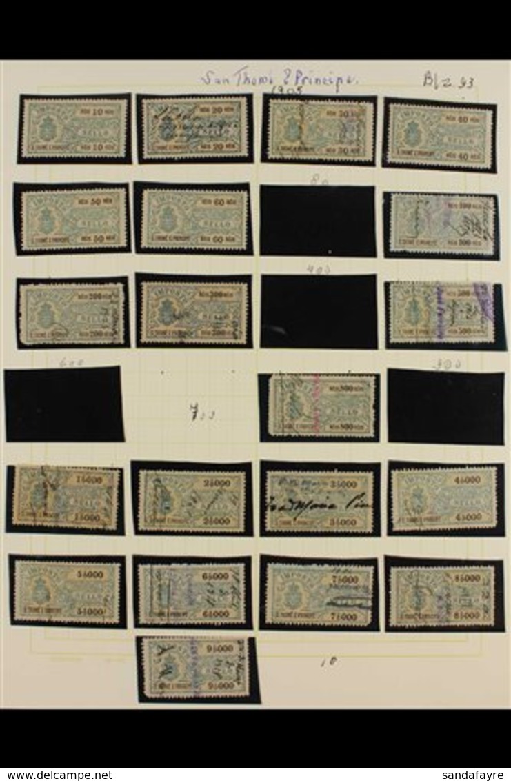 SAO TOME AND PRINCIPE  REVENUE STAMPS 1905-1978 Mint (some Never Hinged) And Used Collection On Leaves. With Very Strong - Andere & Zonder Classificatie