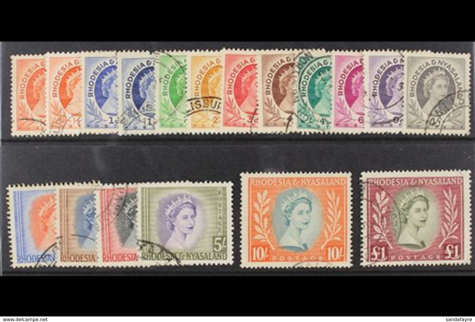 1954-56  QEII Definitives Complete Set, SG 1/15, Plus The ½d And 1d Coil Stamps, SG 1a And 2a, Very Fine Used. (18 Stamp - Rhodesië & Nyasaland (1954-1963)