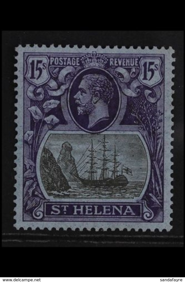 1922  15s Grey And Purple On Blue, Badge Of The Colony, SG 113, Very Fine Mint Og. For More Images, Please Visit Http:// - Sint-Helena
