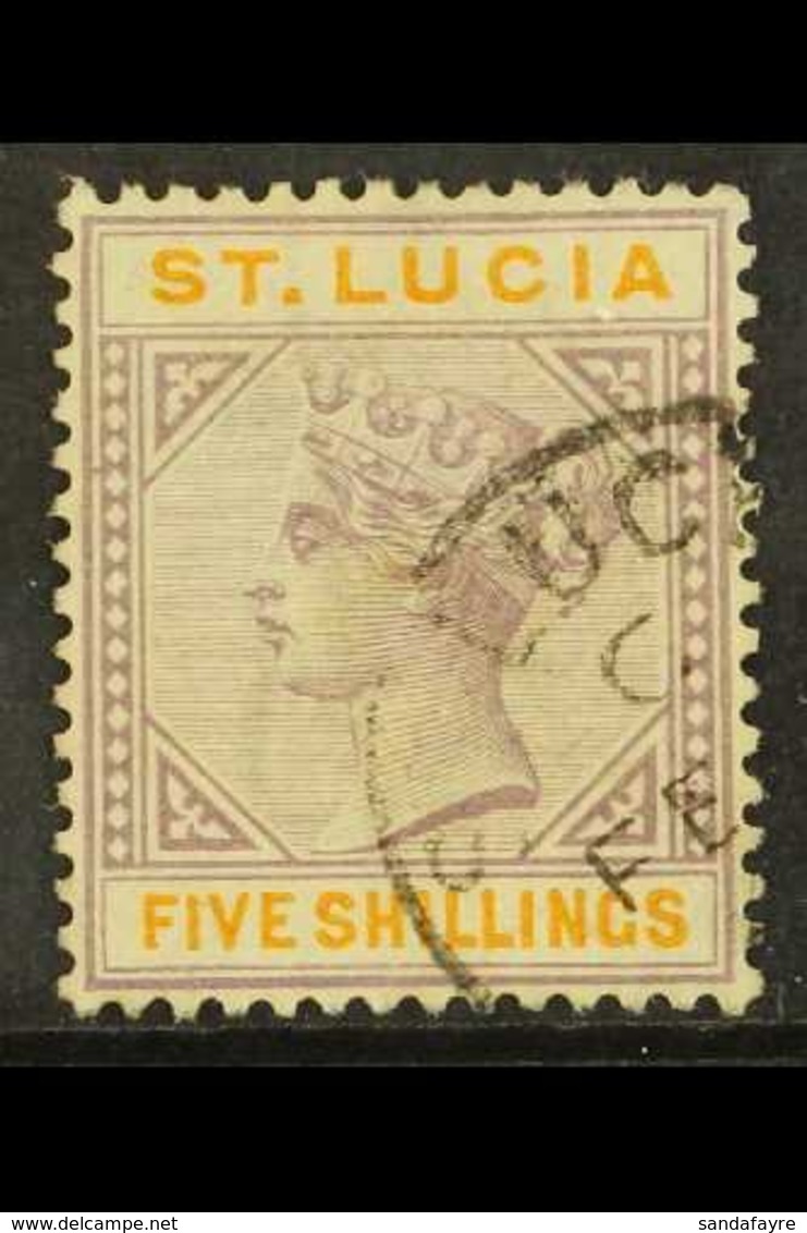 1891-8  5s Dull Mauve & Orange, Die II, Wmk Crown CA, SG 51, Fine Used. For More Images, Please Visit Http://www.sandafa - St.Lucia (...-1978)