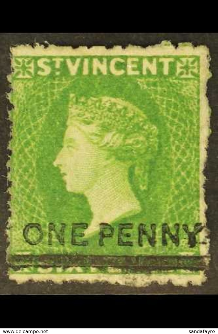 1881  1d On 6d Bright Green Surcharge, SG 34, Mint Small Part Gum, Fresh, Cat £475. For More Images, Please Visit Http:/ - St.Vincent (...-1979)