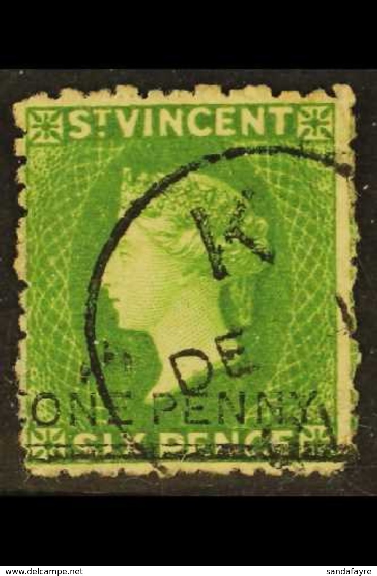 1881  One Penny On 6d Bright Green, SG 34, Fine Cds Used For More Images, Please Visit Http://www.sandafayre.com/itemdet - St.Vincent (...-1979)