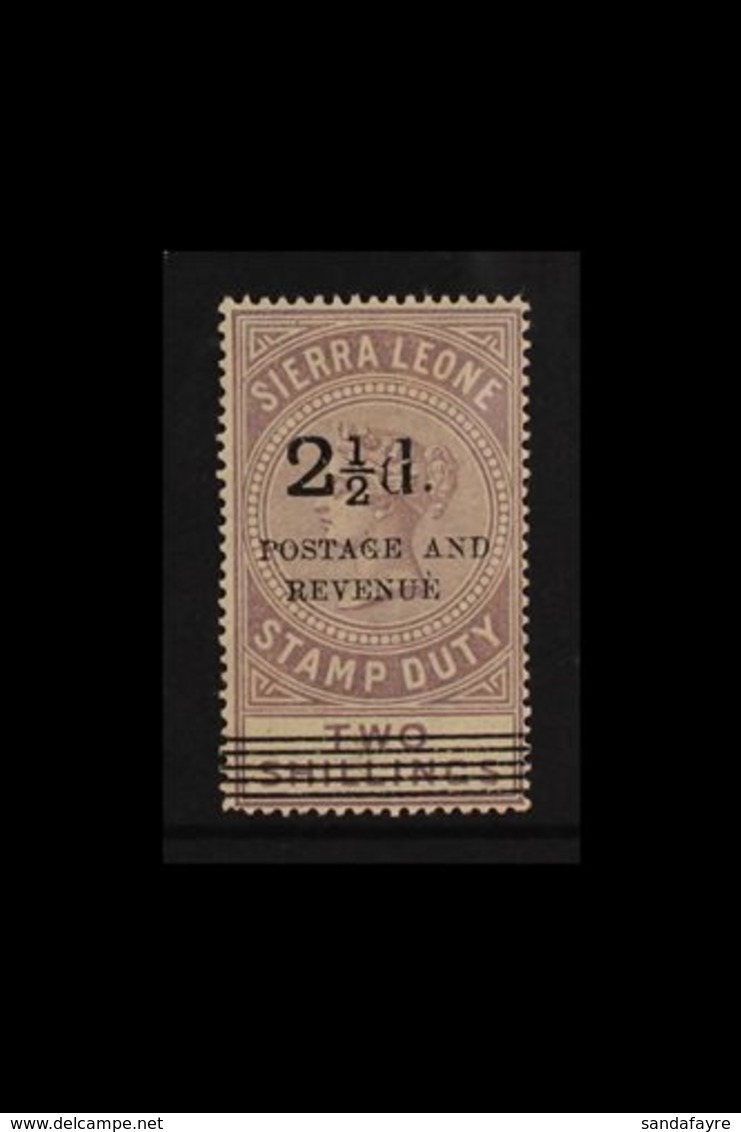 1887  "2½" On 2s Dull Lilac, SG 67, Fine Mint. Large Part Og And Good Colour For This Issue. Scarce Stamp. For More Imag - Sierra Leone (...-1960)