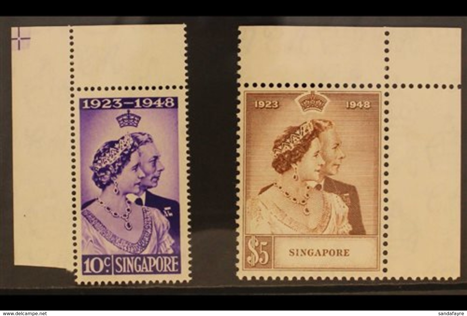 1948  Silver Wedding Set, SG 31/32, Corner Marginal Examples, Never Hinged Mint. (2 Stamps ) For More Images, Please Vis - Singapore (...-1959)