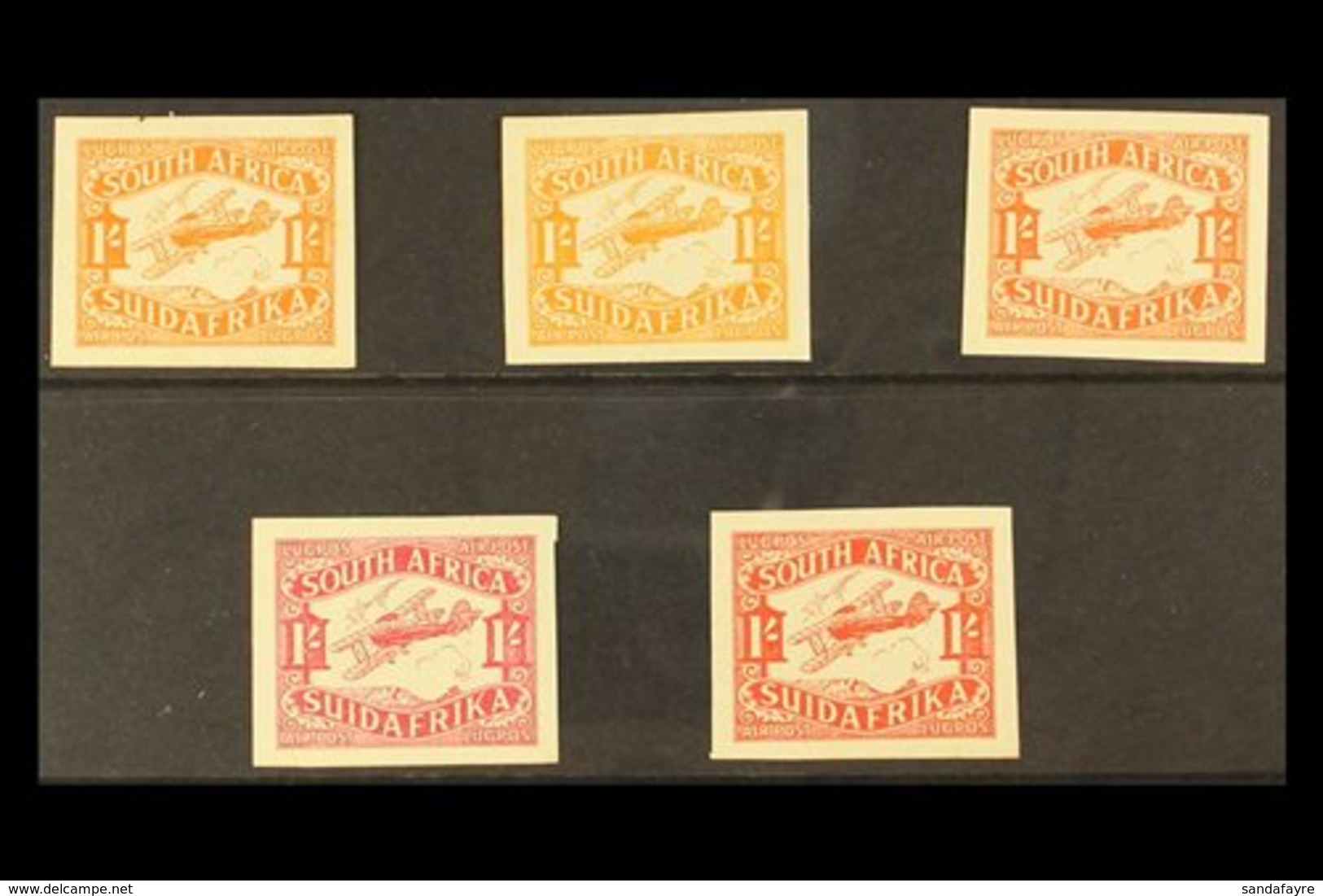 1929  1s Airmail IMPERFORATE COLOUR TRIALS Printed On The Back Of Obsolete Government Land Charts - The Complete Set Of  - Ohne Zuordnung