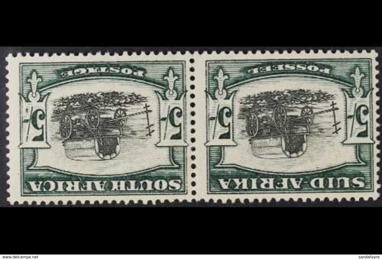 1933-48  5s Black & Green WATERMARK INVERTED Variety, SG 64aw, Fine Mint Horizontal Pair, Very Fresh. (2 Stamps) For Mor - Unclassified