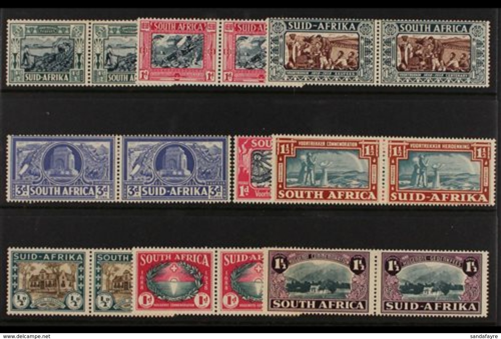 1938-1939  Voortrekker And Huguenot All Three Sets, SG 76/84, Very Fine Mint. (9 Pairs) For More Images, Please Visit Ht - Ohne Zuordnung