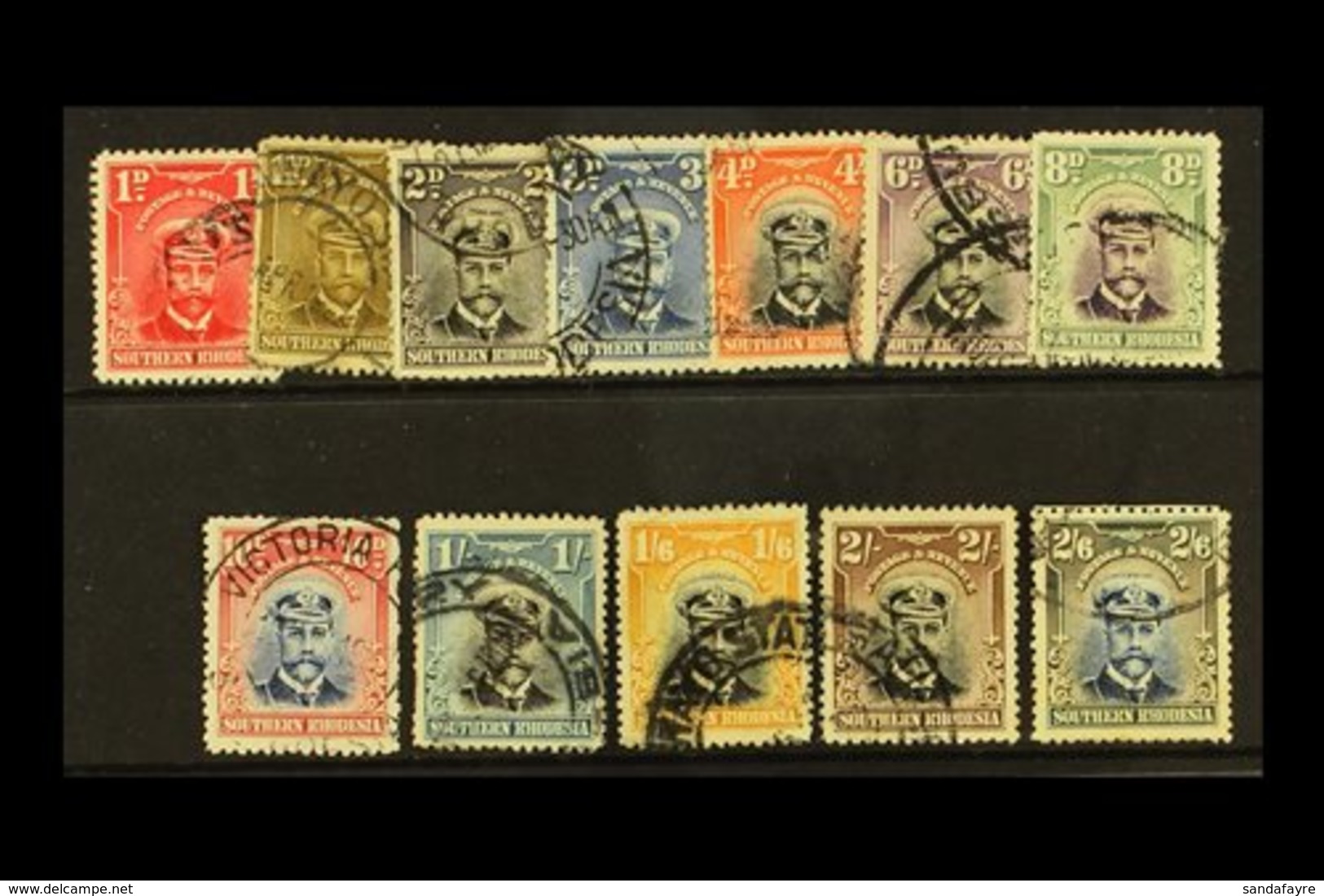 1924  Admiral 1d To 2s6d, SG 2/13, Cds Used, 8d With Hinge Thin. (12) For More Images, Please Visit Http://www.sandafayr - Südrhodesien (...-1964)