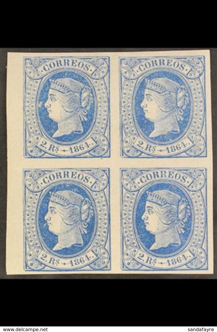 1864  2r Blue On White Imperf, BLOCK OF FOUR, SG 80b, Minor Gum Fault On One Stamp, Otherwise Never Hinged Mint, Full, L - Other & Unclassified