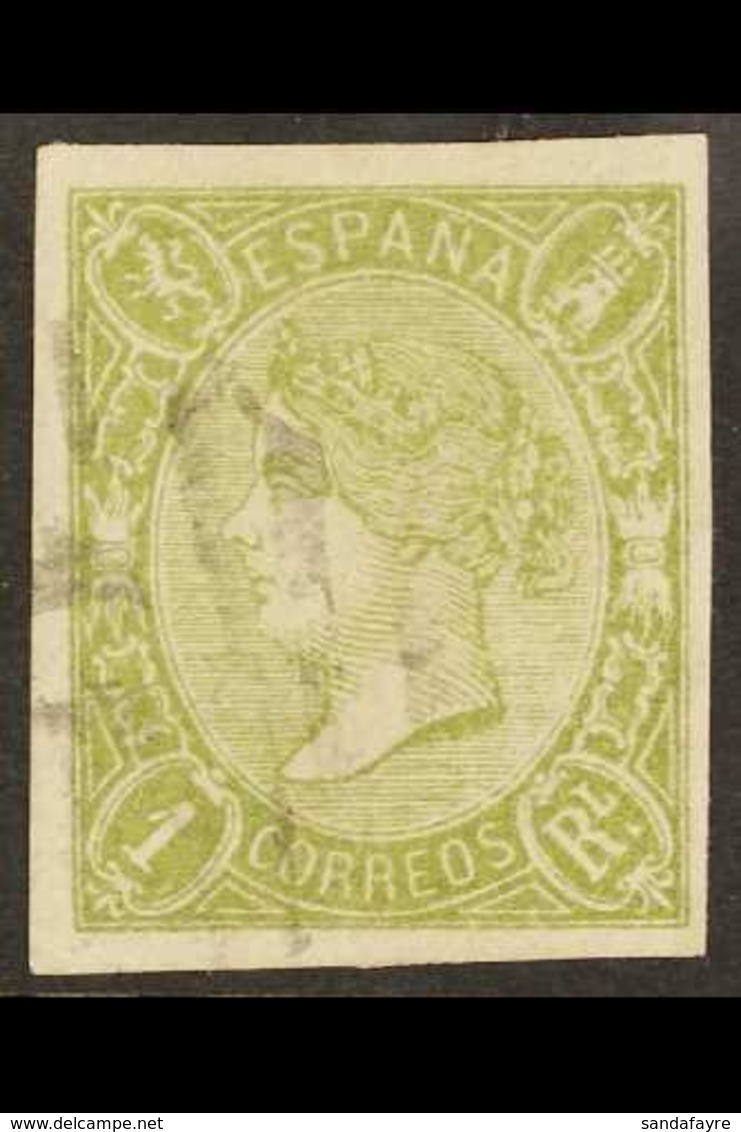 1865  2r Green Imperforate POSTAL FORGERY, Edifil 72F, Used With 4 Large Margins. For More Images, Please Visit Http://w - Other & Unclassified