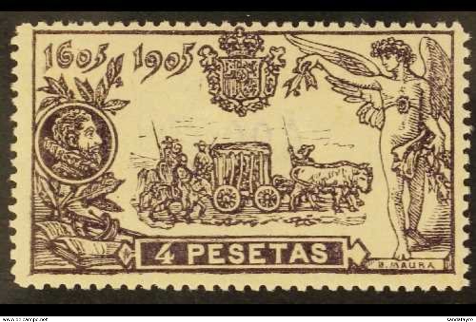 1905  4p Plum Don Quixote, SG 315 (Edifil 265), Never Hinged Mint. Fresh & Well- Centered. For More Images, Please Visit - Other & Unclassified