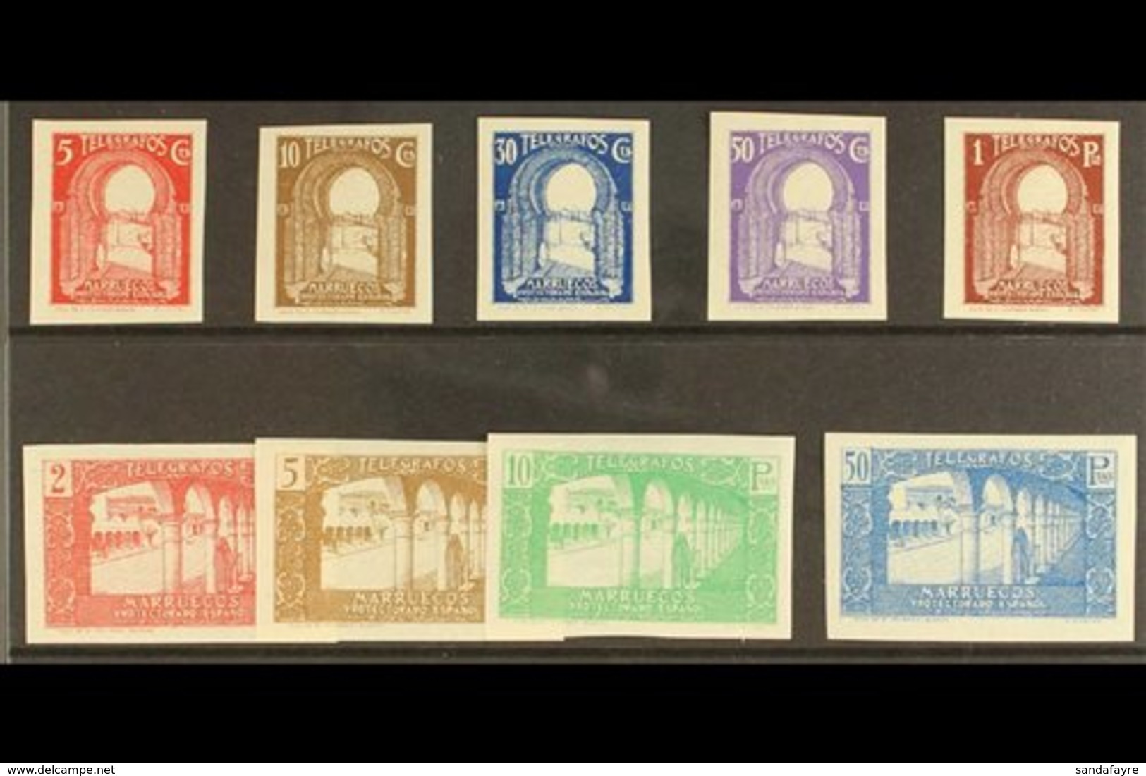 MOROCCO  TELEGRAPHS 1938 Views IMPERFORATE Set Complete, Barefoot 63a/71a, Never Hinged Mint. Extremely Scarce (9 Stamps - Autres & Non Classés