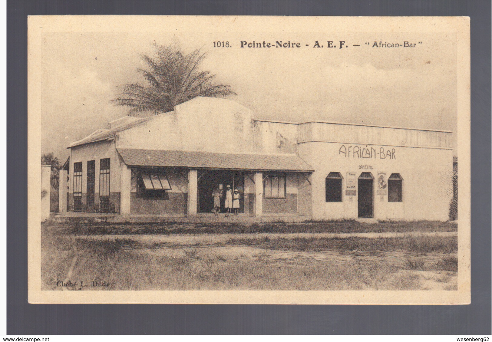 Congo Français Pointe Noire A E F "African- Bar" Ca 1920 Old Postcard - Pointe-Noire