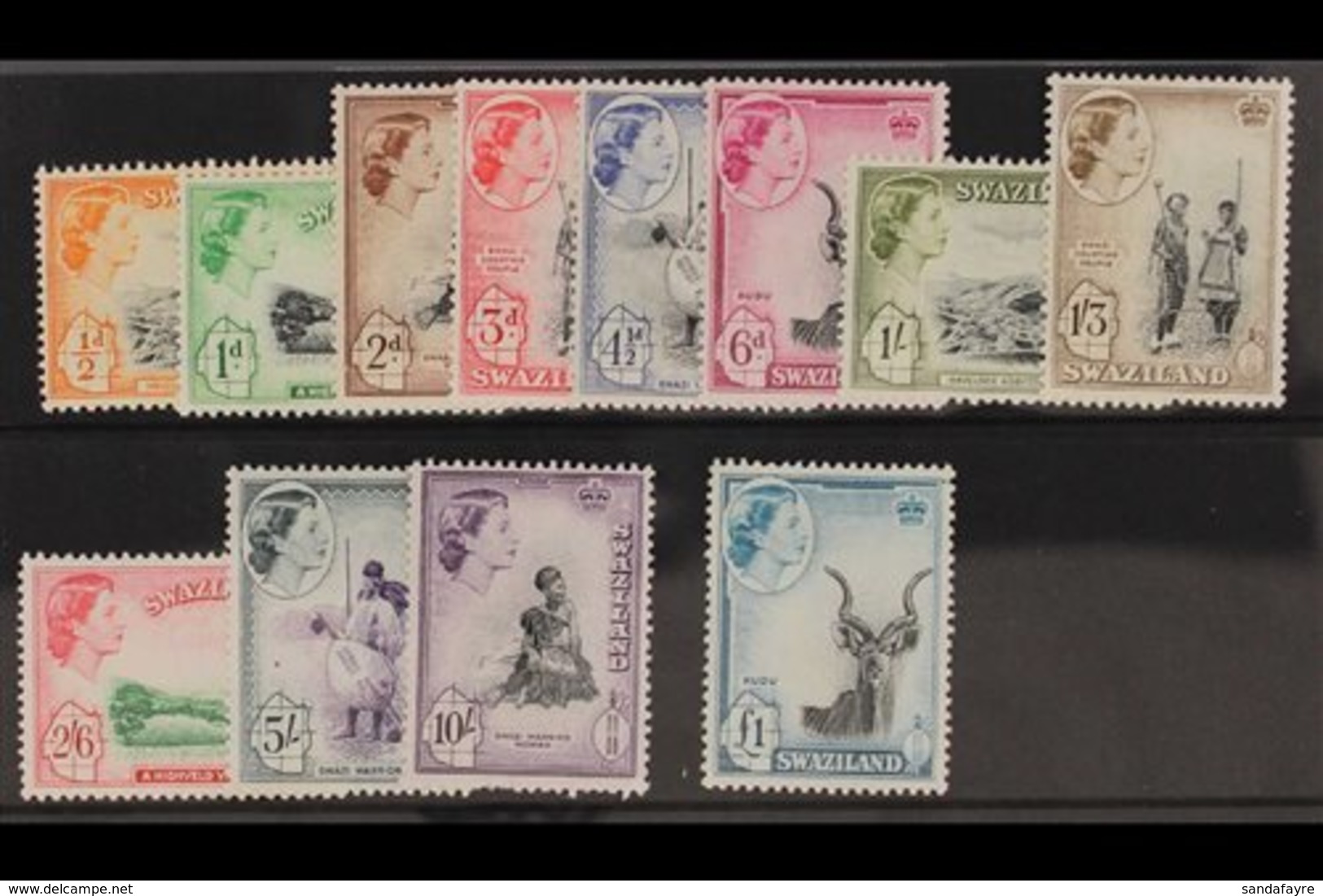 1956  Complete Definitive Set, SG 53/64, Fine Never Hinged Mint. (12 Stamps) For More Images, Please Visit Http://www.sa - Swaziland (...-1967)