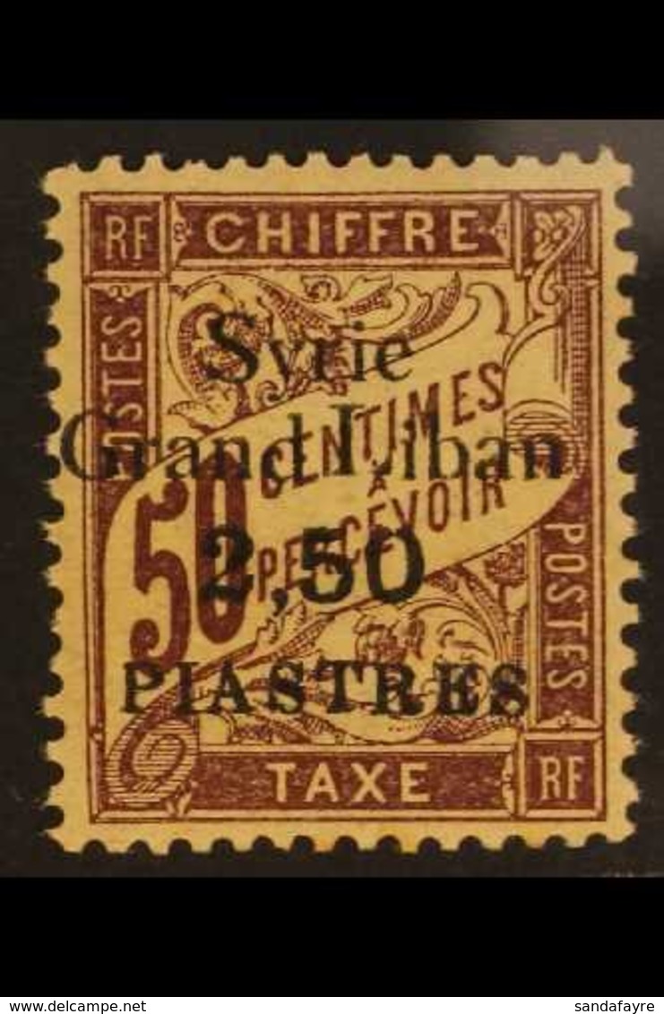 POSTAGE DUES  1923 3p On 50c, Variety "2.50 For 3", SG D121a, Very Fine Never Hinged Mint. Elusive Error. For More Image - Syrien