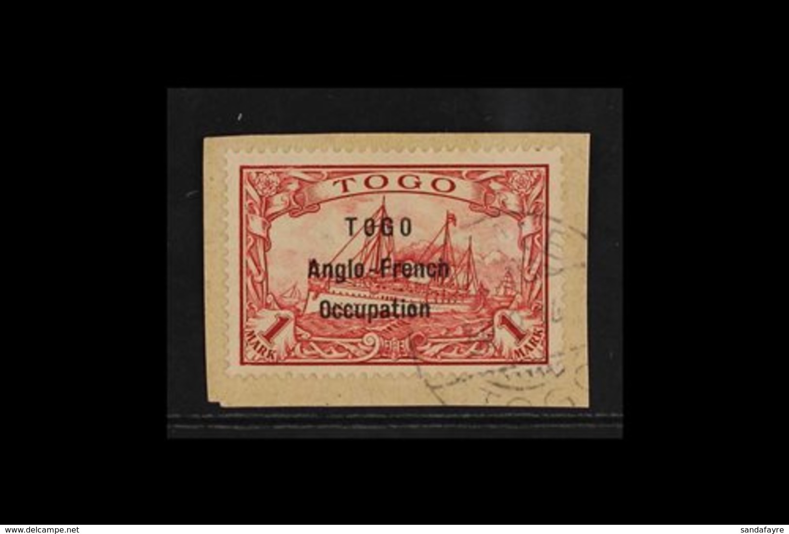 1914  1mk Carmine Overprinted, Wide Setting, Lines 3mm Apart, SG H10, Superb Used On Piece With Lome Cds Cancel. Signed  - Andere & Zonder Classificatie