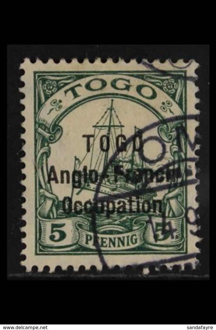 1914  5pf Green with 16mm Ovpt, 2mm Spacing, SG H15, Very Fine Used. Scarce Stamp For More Images, Please Visit Http://w - Other & Unclassified