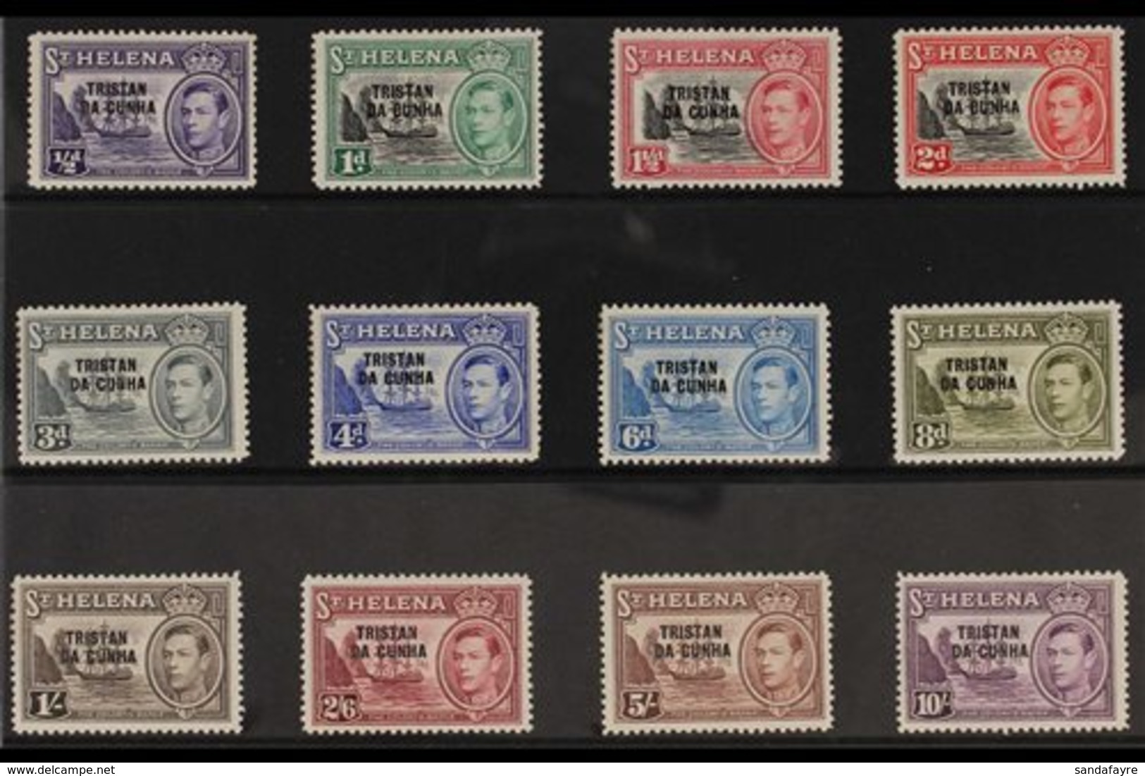 1952  KGVI St Helena Opt'd Set, SG 1/12, Very Fine Mint (12 Stamps) For More Images, Please Visit Http://www.sandafayre. - Tristan Da Cunha