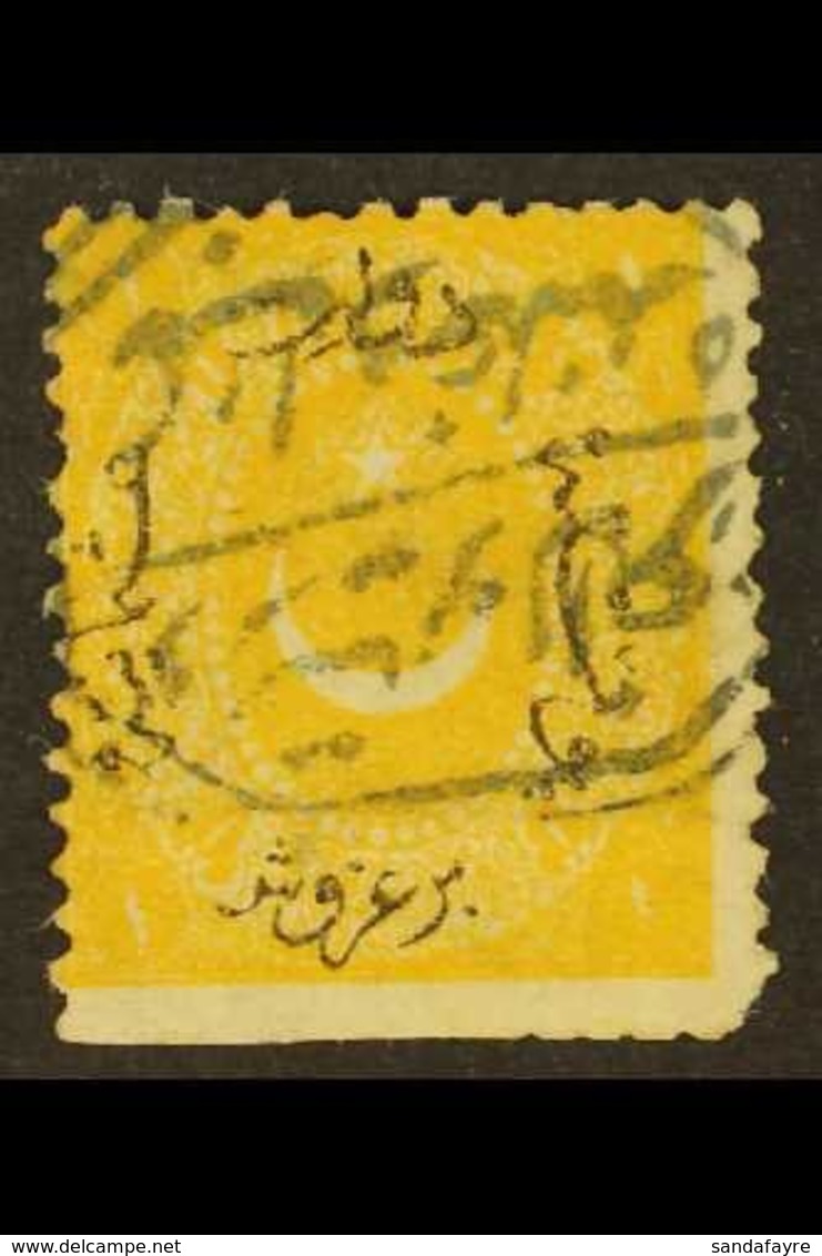 1868-70  1pi Yellow Perf 13¼ PRINTED BOTH SIDES, NO OVERPRINT AT BACK Variety (SG 37c, Isfila 48 BE059, Michel 15 A Var) - Other & Unclassified