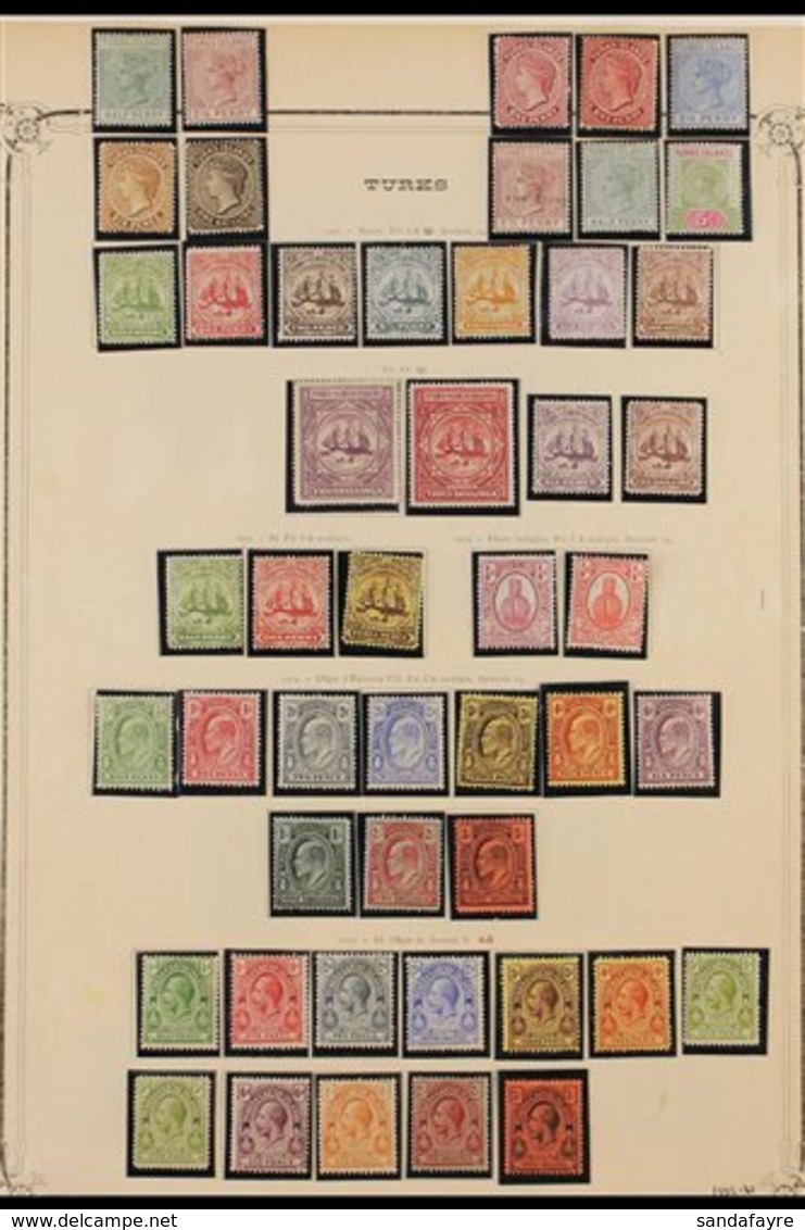 1882-1950 COMPREHENSIVE MINT COLLECTION  In Hingeless Mounts On Pages, All Different With A Few Shades, Highly Complete  - Turks & Caicos (I. Turques Et Caïques)