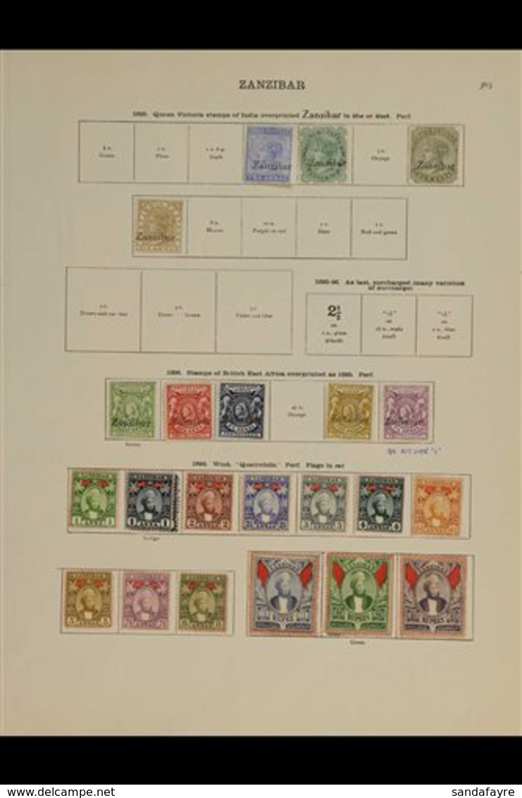 1895-1936 MINT ONLY COLLECTION   on "Imperial" Pages, Includes 1895-96 Opts Vals To 4a & 6a, 1896 Opts On BEA Set (ex 4½ - Zanzibar (...-1963)