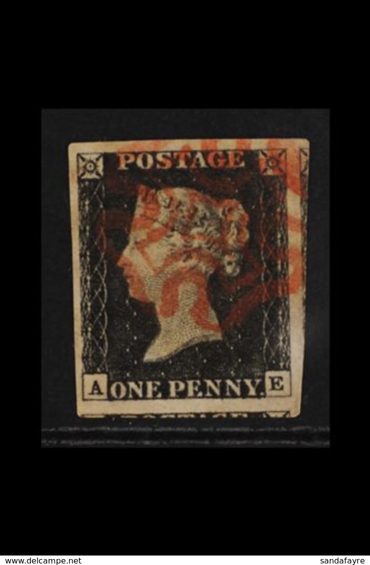 1840  1d Black, Lettered "A E", Plate 2, Very Fine Used With Four Good To Large Margins Showing Parts Of Adjoining Stamp - Unclassified